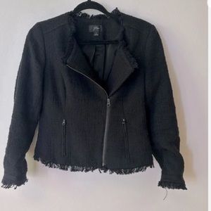 J Crew Black Tweed Moto Motorcycle Jacket Size 2
